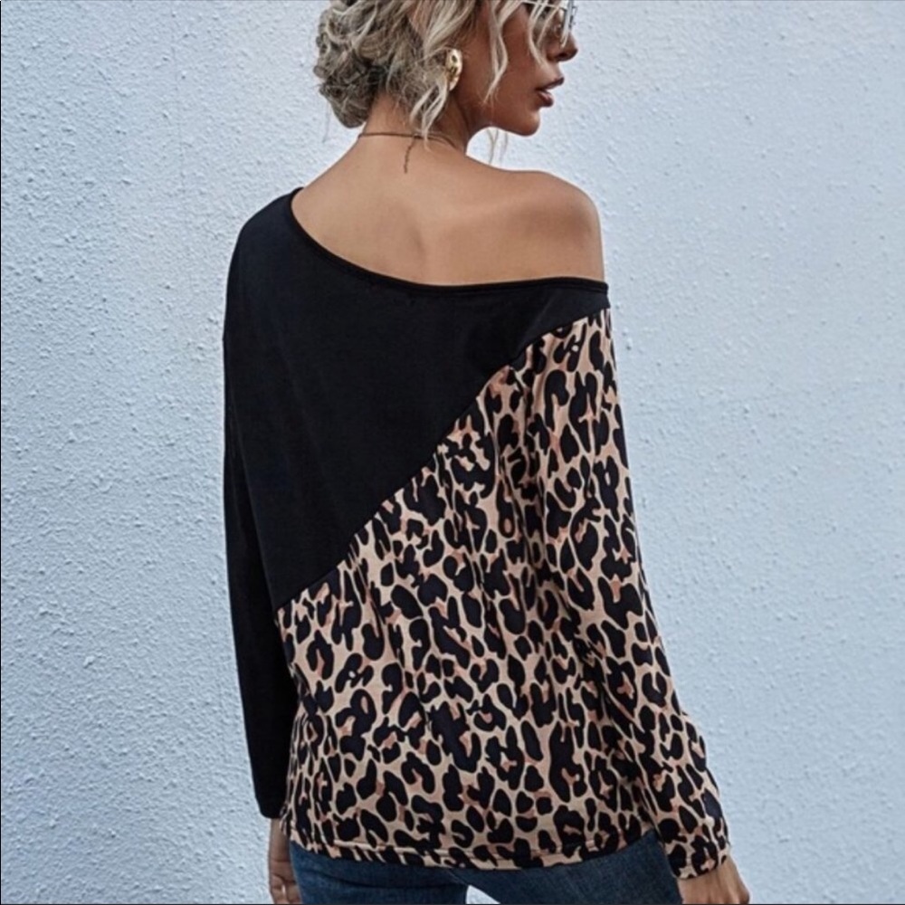 💃🏻SOPHIA Black leopard Cut out shoulder - Picture 2 of 11